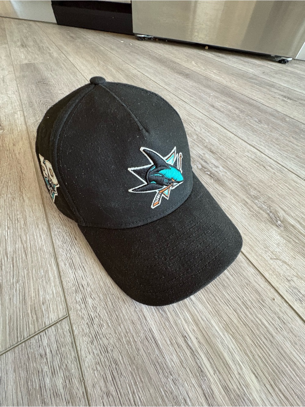 San Jose Sharks - New Era Black Cap with Teal Shark Patch